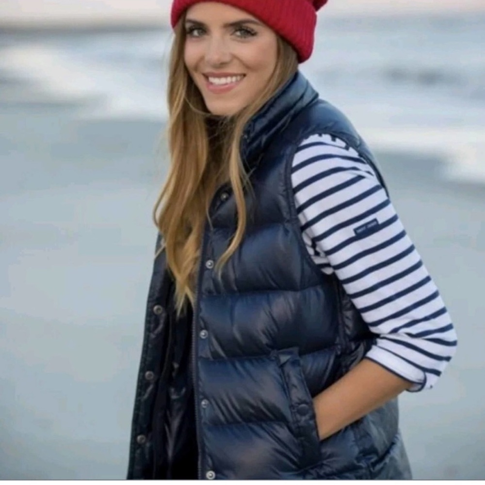 J Crew Womens Shiny Down Puffer Vest Navy Size XS